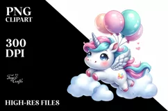 Whimsical Fantasy Clipart, Cute Unicorn Balloon Dance Product Image 3