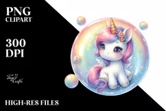 Pastel Baby Unicorn Bubble | Sublimation | Clipart Product Image 1