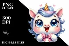 Funny Unicorn with Big Eyes PNG Product Image 3