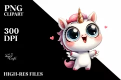 Funny Unicorn with Big Eyes PNG Product Image 1