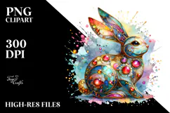 Colorful Bunny in with Gold, PNG Product Image 2