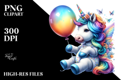 Baby Unicorn with Balloon Animal, Transparent PNG Product Image 2