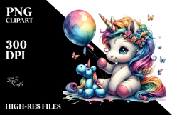 Baby Unicorn with Balloon Animal, Transparent PNG Product Image 2