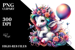 Baby Unicorn with Balloon Animal, Transparent PNG Product Image 2