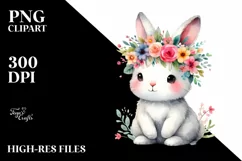 Cute Rabbit with Flower Crown, High-Res PNG Product Image 3