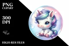 Pastel Baby Unicorn Bubble | Sublimation | Clipart Product Image 3