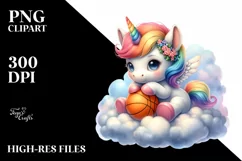Baby Unicorn Basketball Cloud | Sublimation | Clipart Product Image 3