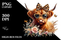 Elegant Highland Cow | Sublimation | Clipart Product Image 3