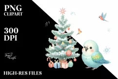 Cute Baby Parrot Winter PNG Product Image 2