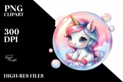 Pastel Baby Unicorn Bubble | Sublimation | Clipart Product Image 1