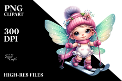 Baby Fairy with Skis, Transparent PNG Product Image 2