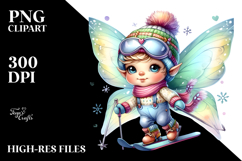 Baby Fairy with Skis, Transparent PNG Product Image 2