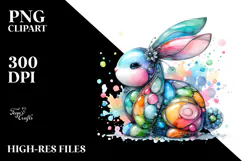 Colorful Pastel Bunny in , PNG Product Image 2
