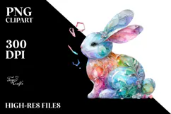 Colorful Pastel Bunny in , PNG Product Image 2