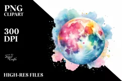 Colorful Watercolor Moon in Pastel Colors | Sublimation | Product Image 1