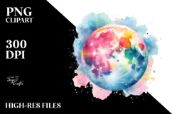 Colorful Watercolor Moon in Pastel Colors | Sublimation | Product Image 2
