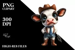 Watercolor Expressive Baby Cow with Tie | Sublimation | Product Image 1