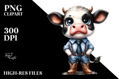 Watercolor Expressive Baby Cow with Tie | Sublimation | Product Image 3