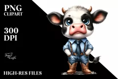 Watercolor Expressive Baby Cow with Tie | Sublimation | Product Image 3