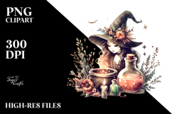 Retro Witch with Magic Potion PNG Product Image 2