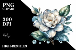 Shiny Gardenia Watercolor Splash | Clipart Product Image 1