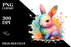 Colorful Pastel Bunny in , PNG Product Image 2