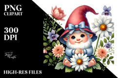 Cute Baby Gnome with Daisy PNG Product Image 2