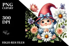Cute Baby Gnome with Daisy PNG Product Image 2
