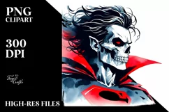 Skull with Hair Vampire Superhero PNG Product Image 3