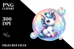 Pastel Baby Unicorn Bubble | Sublimation | Clipart Product Image 3