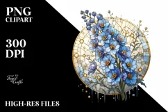 Detailed Stained Delphinium Watercolor Product Image 3