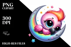 Colorful Baby Flamingo Clipart Product Image 1