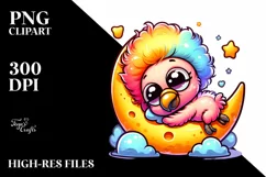 Colorful Baby Flamingo Clipart Product Image 1