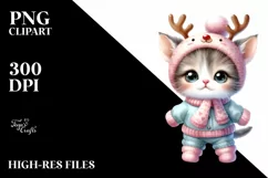 Baby Kitten Celebrating Christmas, Transparent PNG Product Image 3