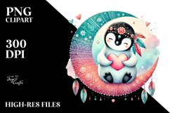Adorned Penguin Holding Heart PNG Product Image 2