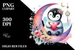Adorned Penguin Holding Heart PNG Product Image 2