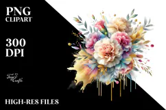 Colorful Golden Foil Carnation Bouquet | Sublimation | Product Image 2