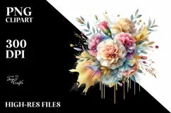Colorful Golden Foil Carnation Bouquet | Sublimation | Product Image 3