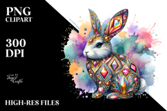 Colorful Diamond Bunny PNG Product Image 2
