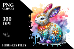 Colorful Diamond Bunny PNG Product Image 2