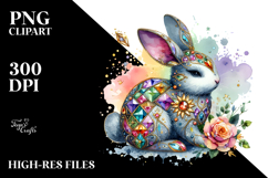 Colorful Diamond Bunny PNG Product Image 2