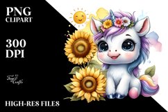 Baby Unicorn Watercolor Splash | Clipart Product Image 3