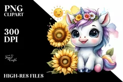 Baby Unicorn Watercolor Splash | Clipart Product Image 3