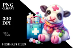 Baby Cow with First Aid Kit, Transparent PNG Product Image 2