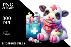 Baby Cow with First Aid Kit, Transparent PNG Product Image 1