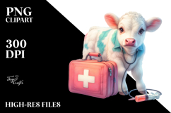 Colorful Baby Cow with First Aid Kit PNG Product Image 2