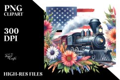 Train Flower USA Flag Sublimation Clipart Product Image 3