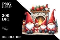 Red Gnomes by the Fireplace PNG Product Image 1
