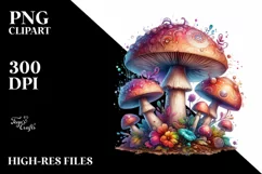Detailed Pastel Magical Mushroom PNG Product Image 3