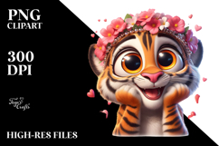Silly Cartoon Tiger with Sparkling Eyes PNG Product Image 2